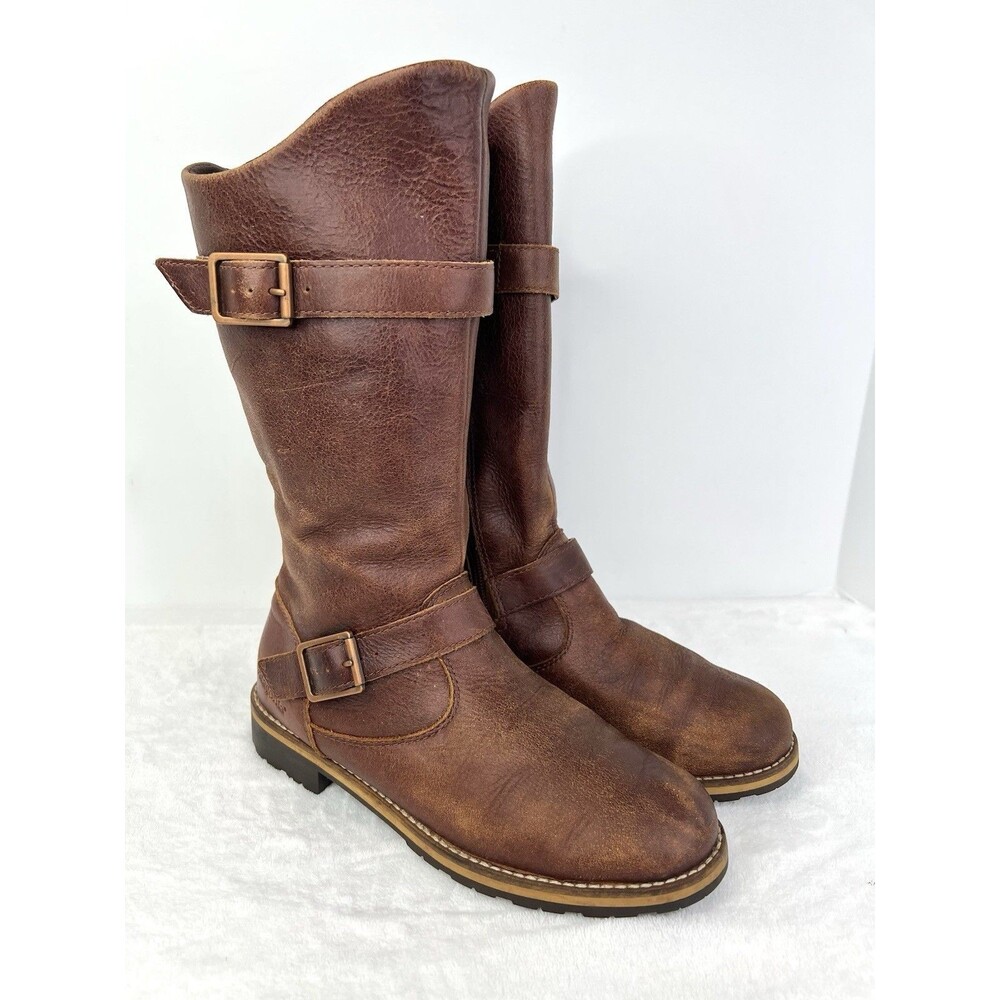 Patagonia Thatcher Riding Boots Distressed Brown Leather Womens 7.5 Side Zip - Picture 3 of 12